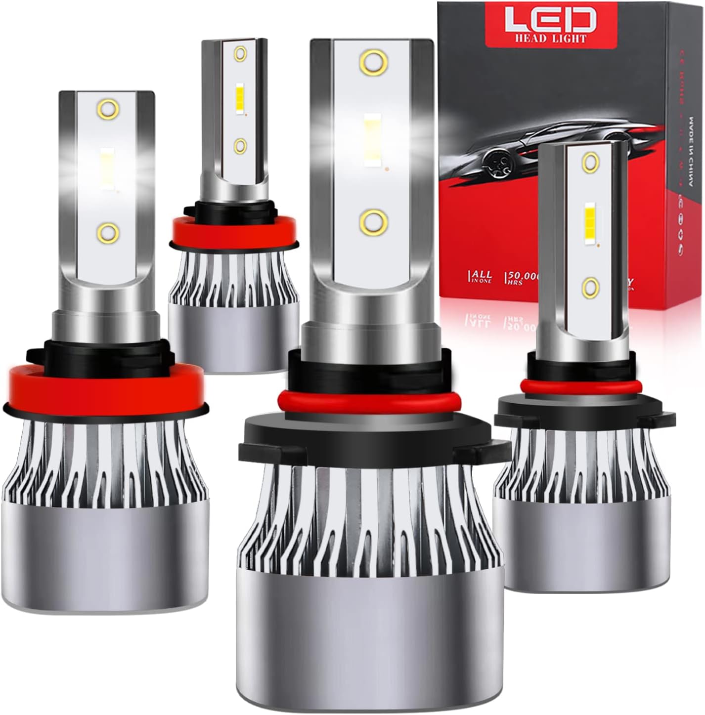 LED Headlight Bulbs Combo 240W 30000LM 6500K Cool White, Pack of 4 Pack of 2 S842