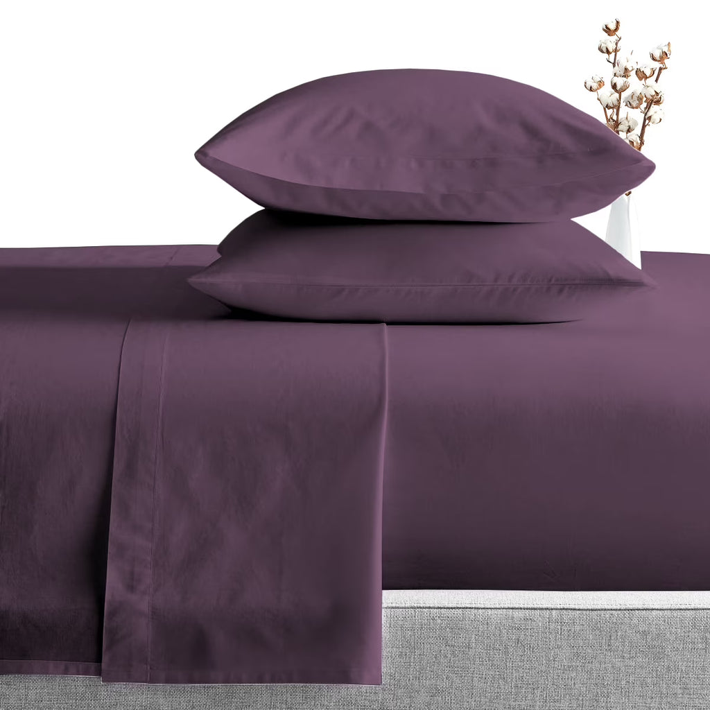 1000 Thread Count Egyptian Cotton Fitted Sheet Plum Solid H7446