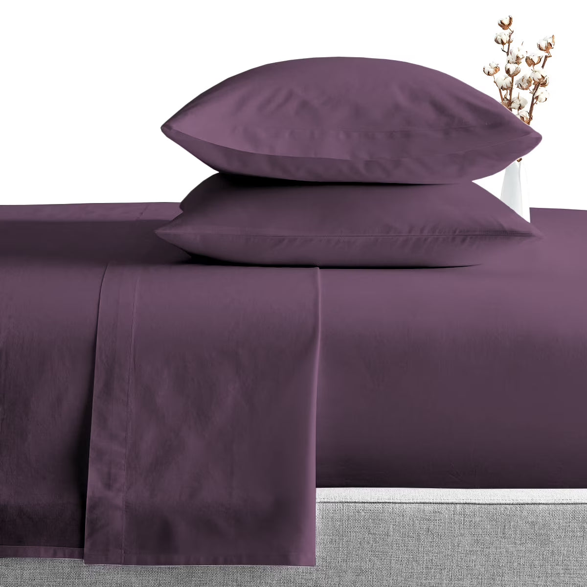 1000 Thread Count Egyptian Cotton Fitted Sheet Plum Solid H7446