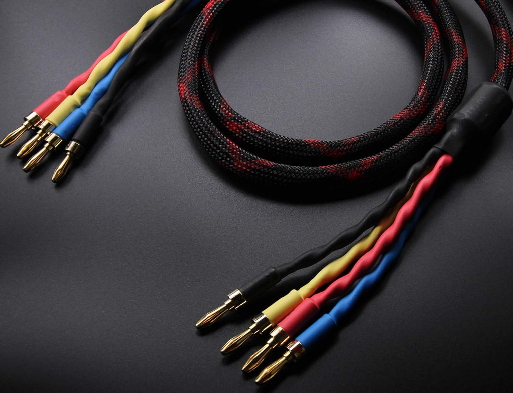 Speaker Cable 1pair Set (Total 16 Banana Plugs) 2.5M (8.2ft) Pack of 2 D729168