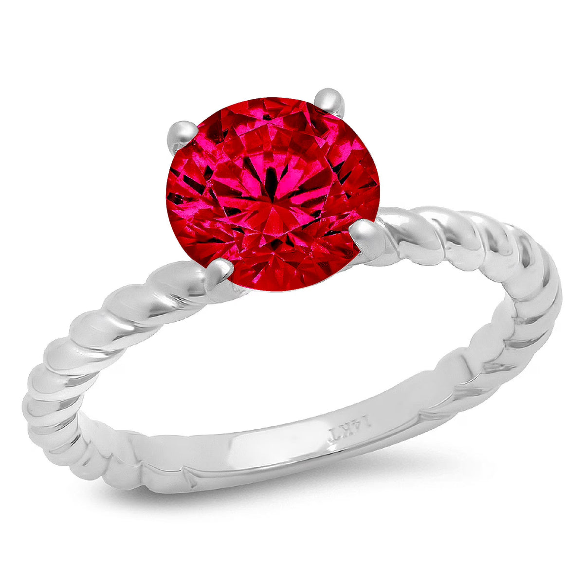 18k White Gold Red Ruby Ring Size 9.5 X921
