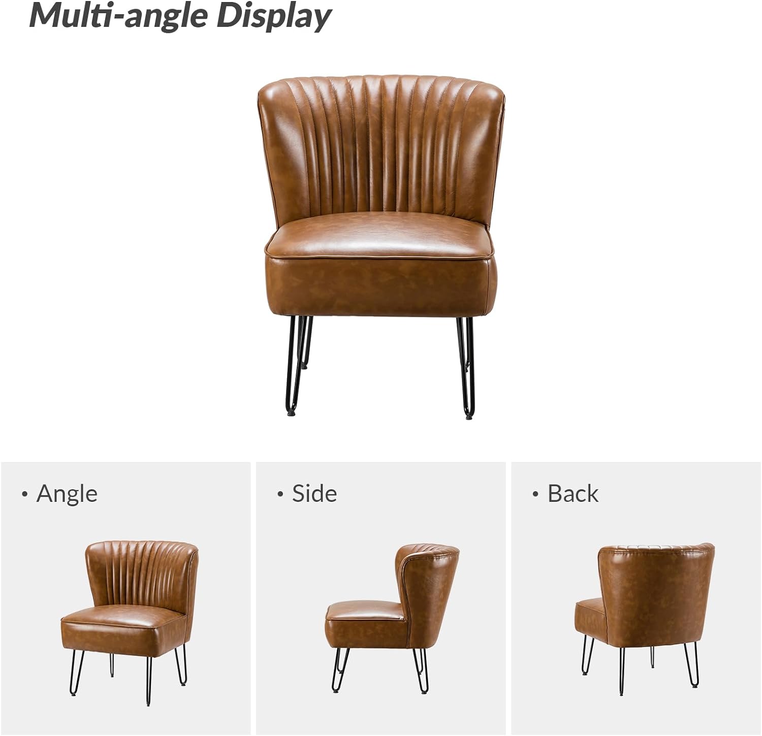 Faux Leather Accent Chairs Set Of 2 With Metal Base U136
