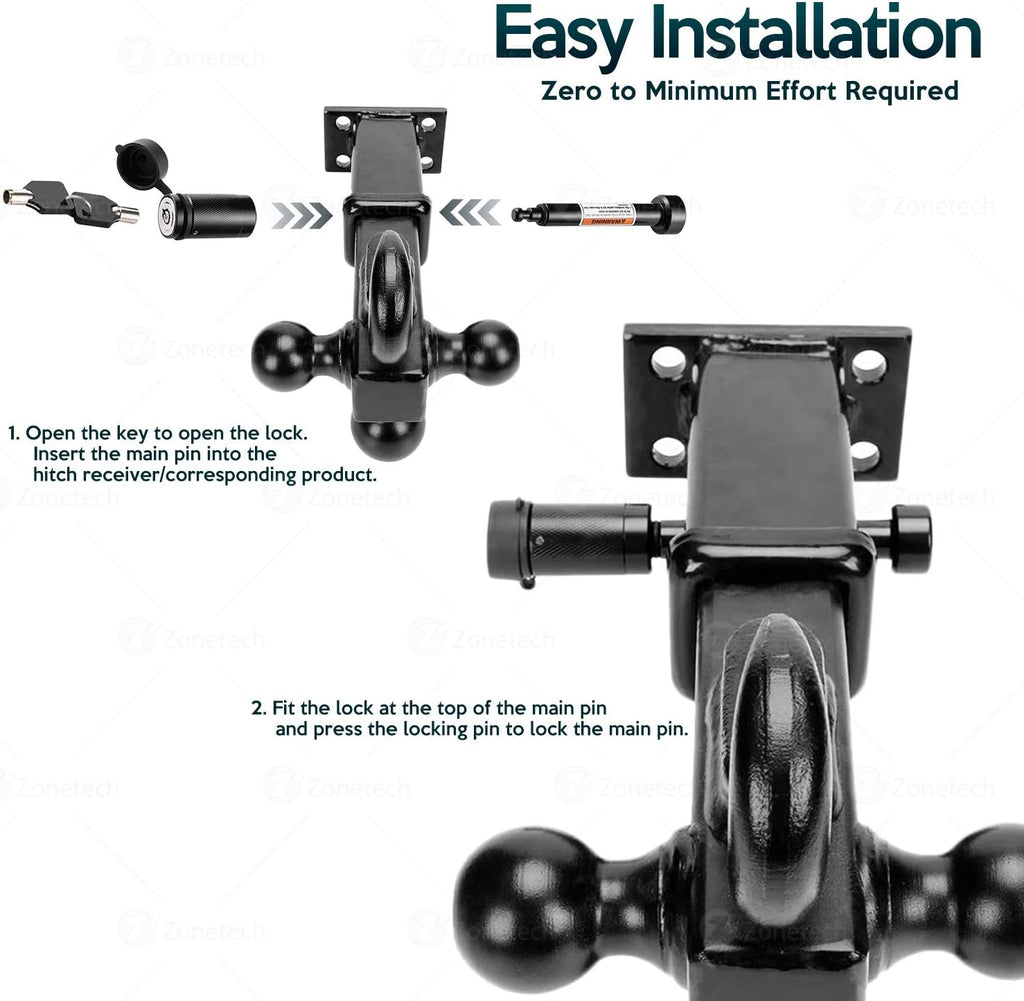 5/8 Pin Trailer Hitch Receiver Lock with Rubber Cap S61281