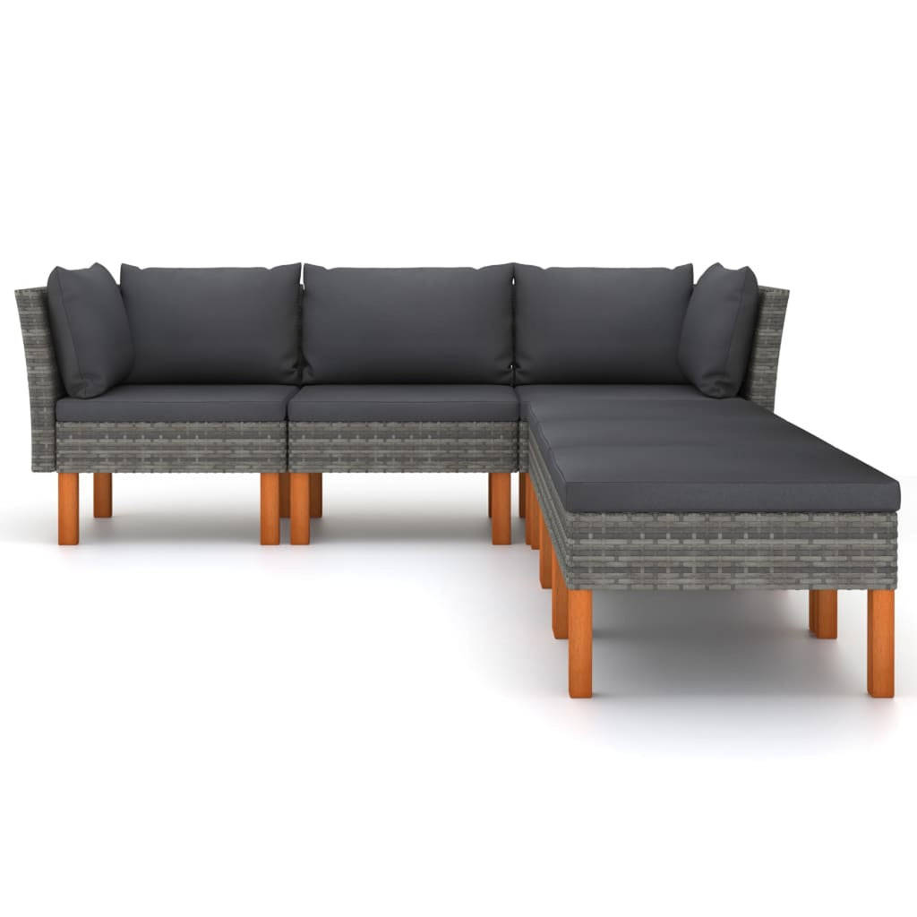 6 Piece Gray Poly Rattan Sectional Outdoor Furniture Set U124918