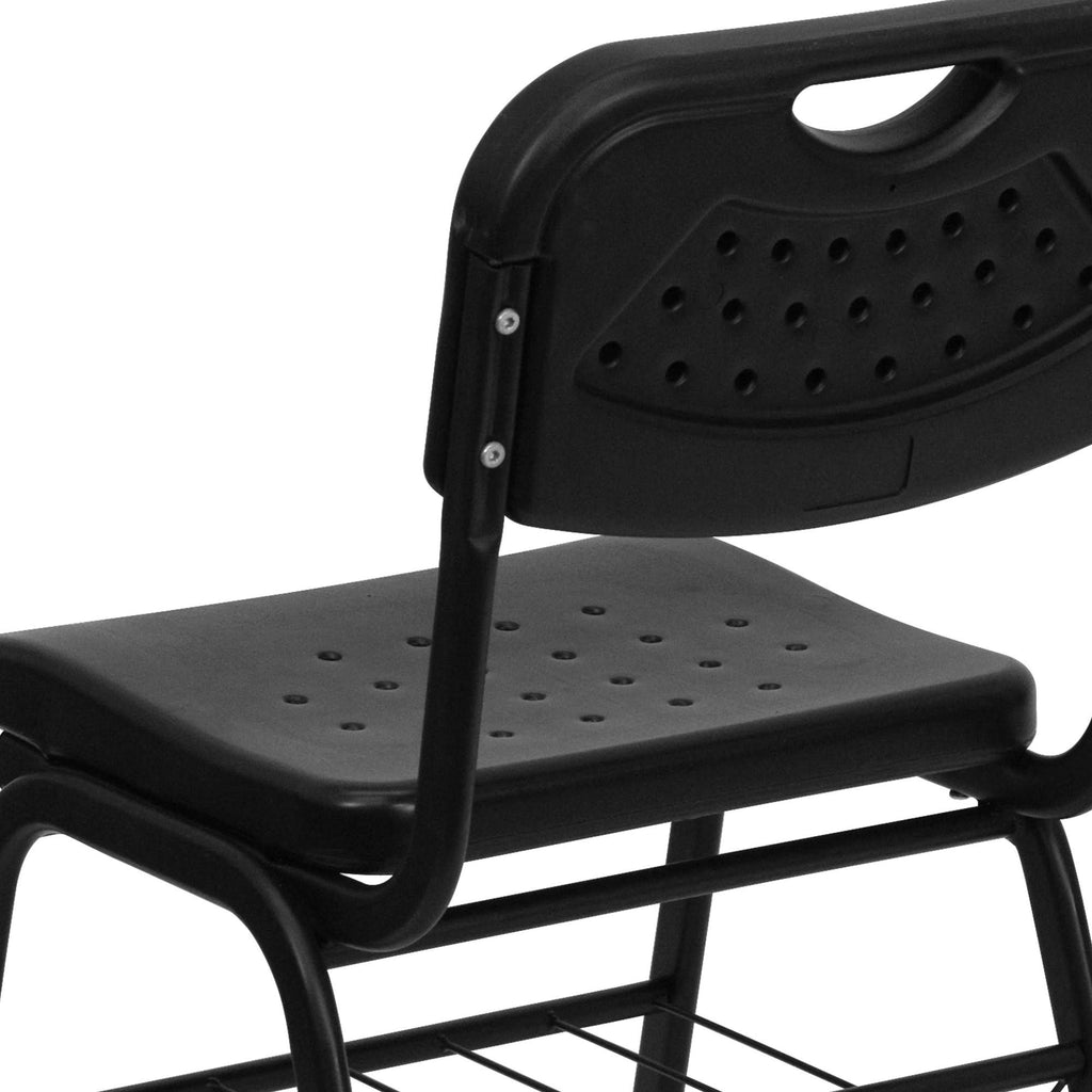 Black Frame Plastic Chair with Book Basket K32774