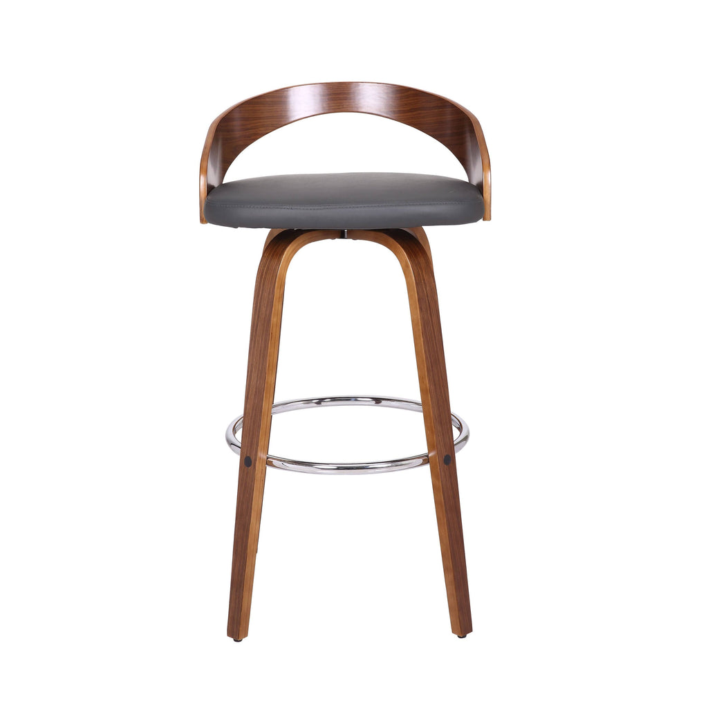 Walnut Upholstered Wood Bar Stool - Brown - Counter Height J982996