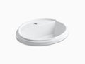 White Oval Drop-in Bathroom Sink with Single Faucet Hole E560