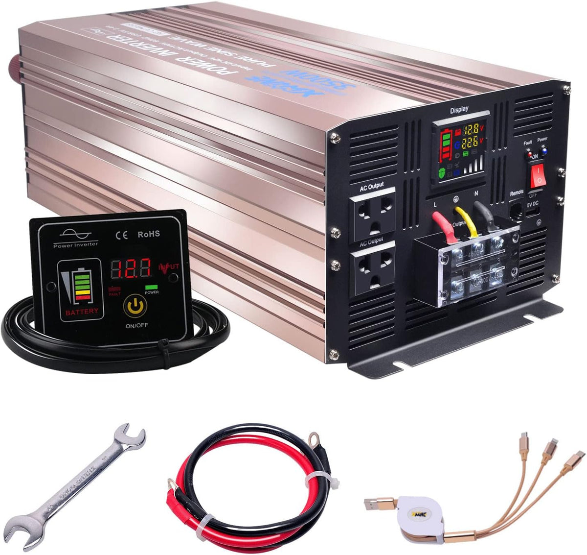 4000 Watts Pure Sine Wave Power Inverter with Remote Control and LED Display I10812