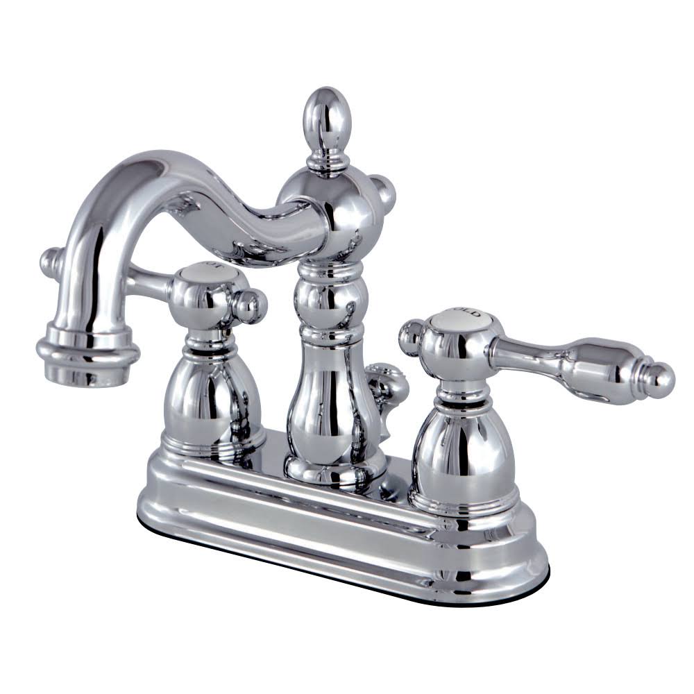 Polished Chrome Center Lavatory Faucet with Brass Pop-Up B6098