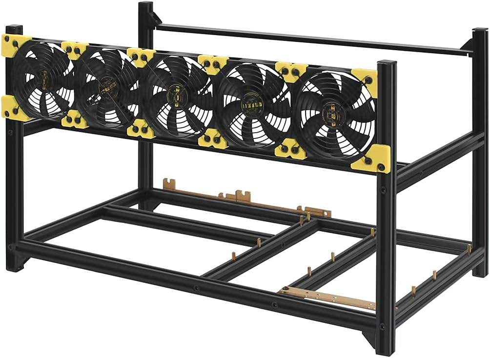 8 GPU Aluminum Open Air Mining Frame Case with Fans D349