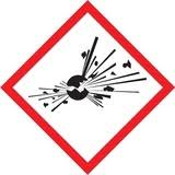 Exploding Bomb Sign, 2 in x 2 in, Self-Adhesive Coated Paper, Black White Red, Pack of 500 S27056