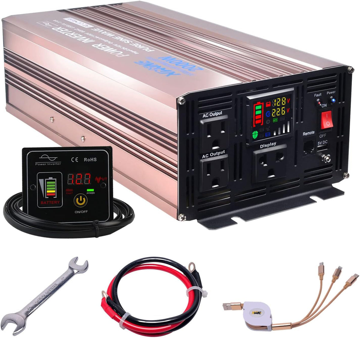 4000 Watts Pure Sine Wave Power Inverter with Remote Control and LED Display I10812