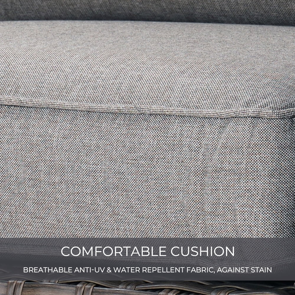 Gray Wicker Right Arm Sofa D7061