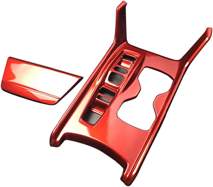 2PCS ABS Red Car Interior Console Gear Shift Panel Cover Trim K30367