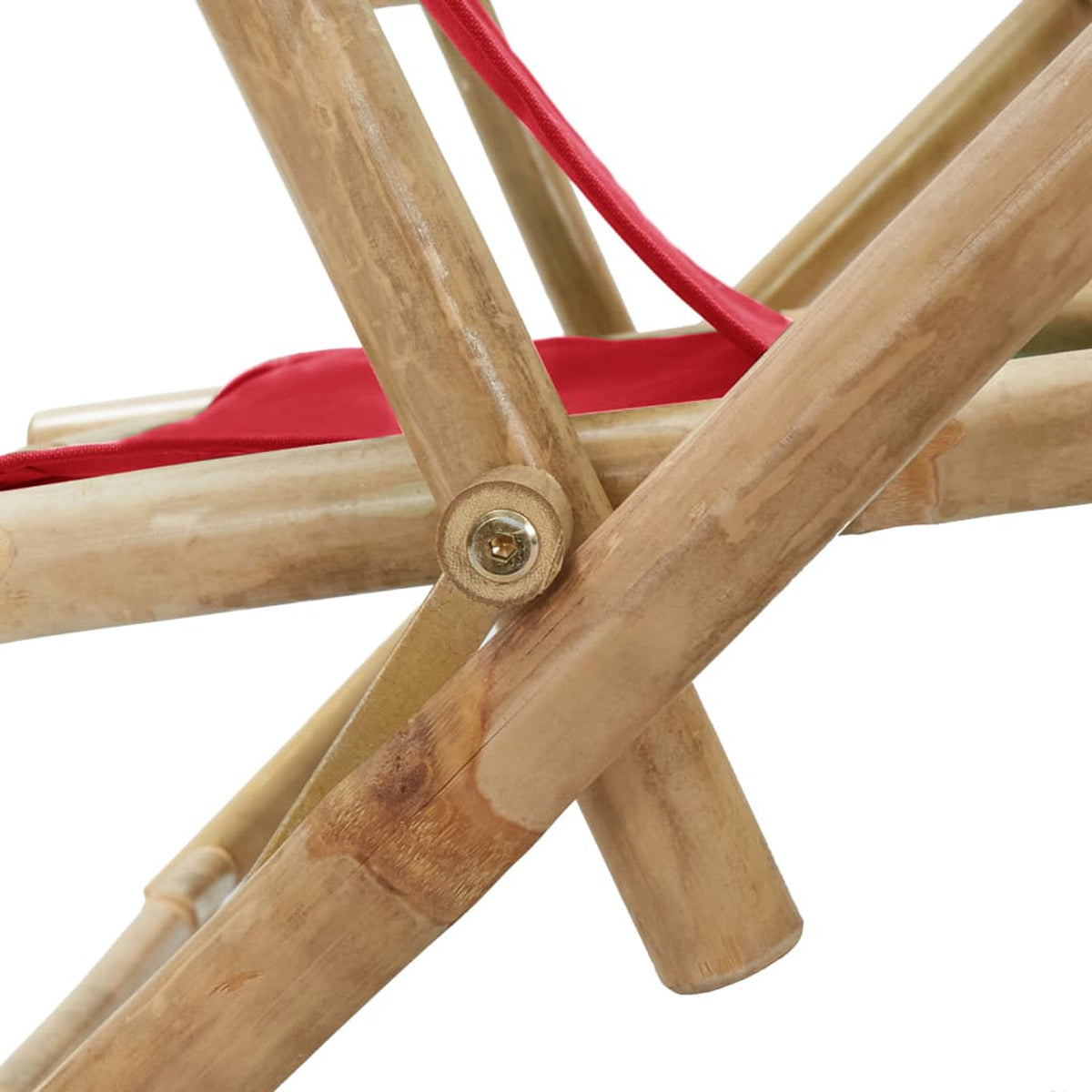 Red Bamboo and Fabric Reclining Chair F630