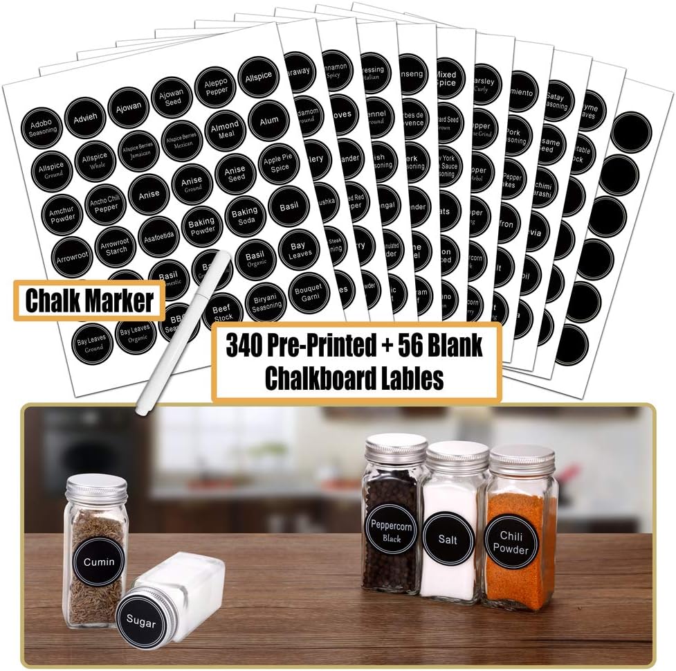 72 Empty Square Spice Jars Spice Rack Organizer with Labels and Funnel L396442