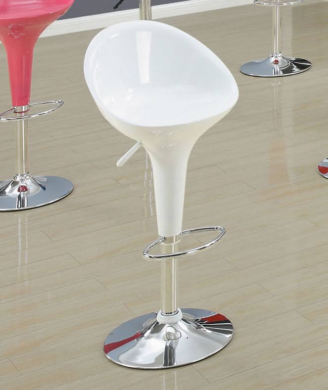 White Chrome Adjustable Swivel Stool Set of 2 N3793