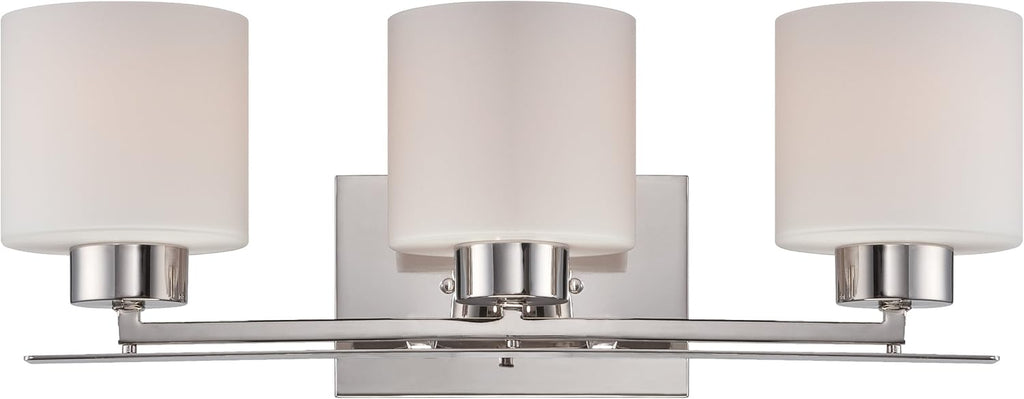 Two Light Vanity with Etched Opal Glass Polished Nickel Fixture O693
