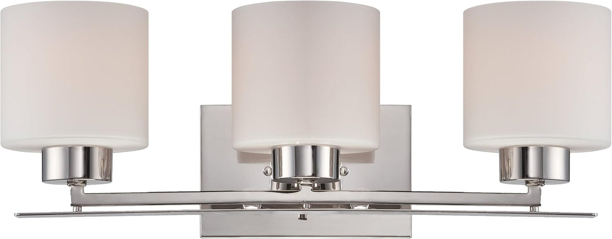 Two Light Vanity with Etched Opal Glass Polished Nickel Fixture O693