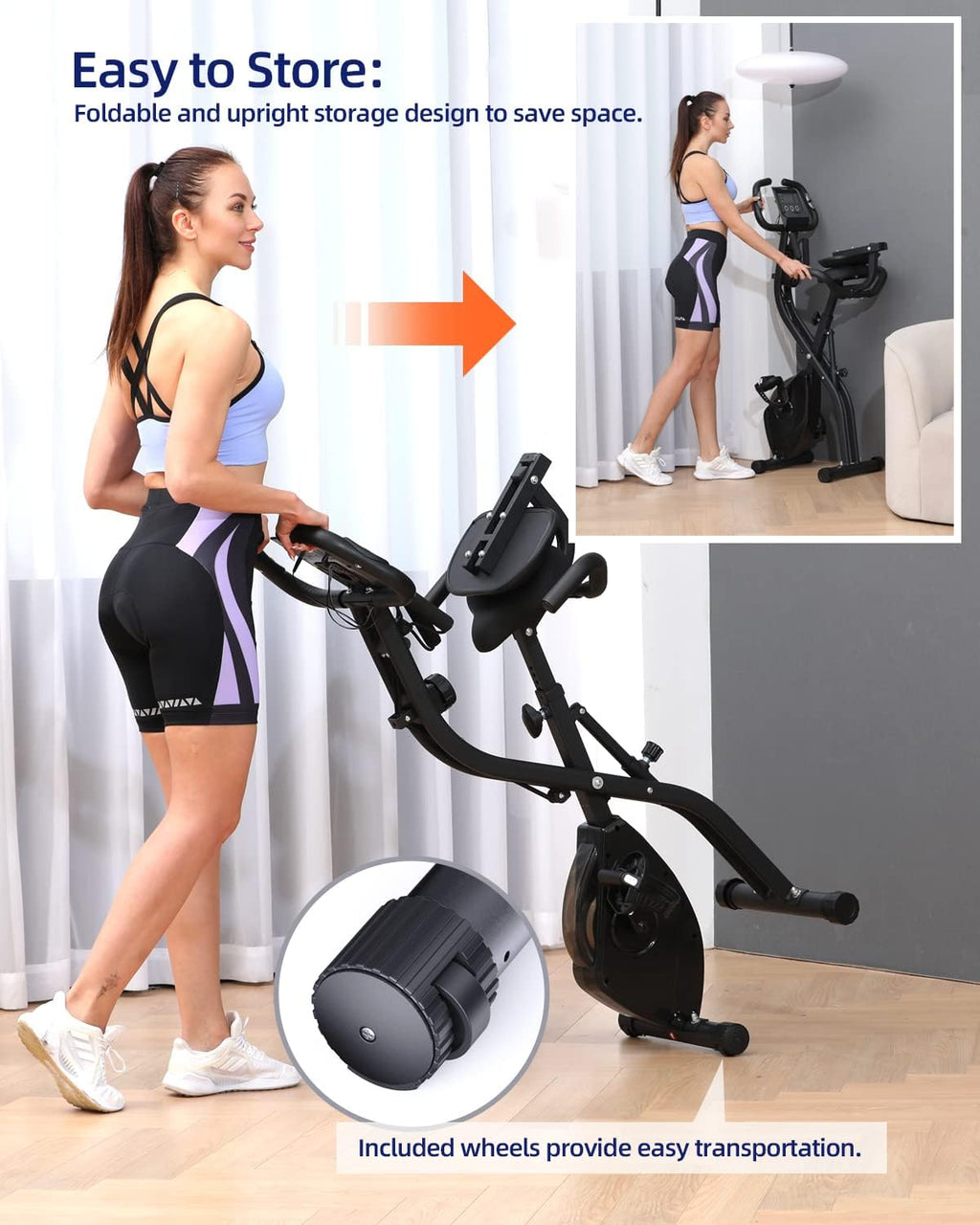 Folding Indoor Cycling Bike with 16 Level Magnetic Resistance O53954