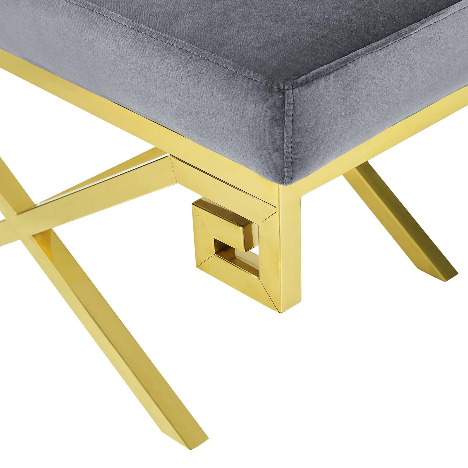 Gold Gray Velvet Accent Chair Bench L6829