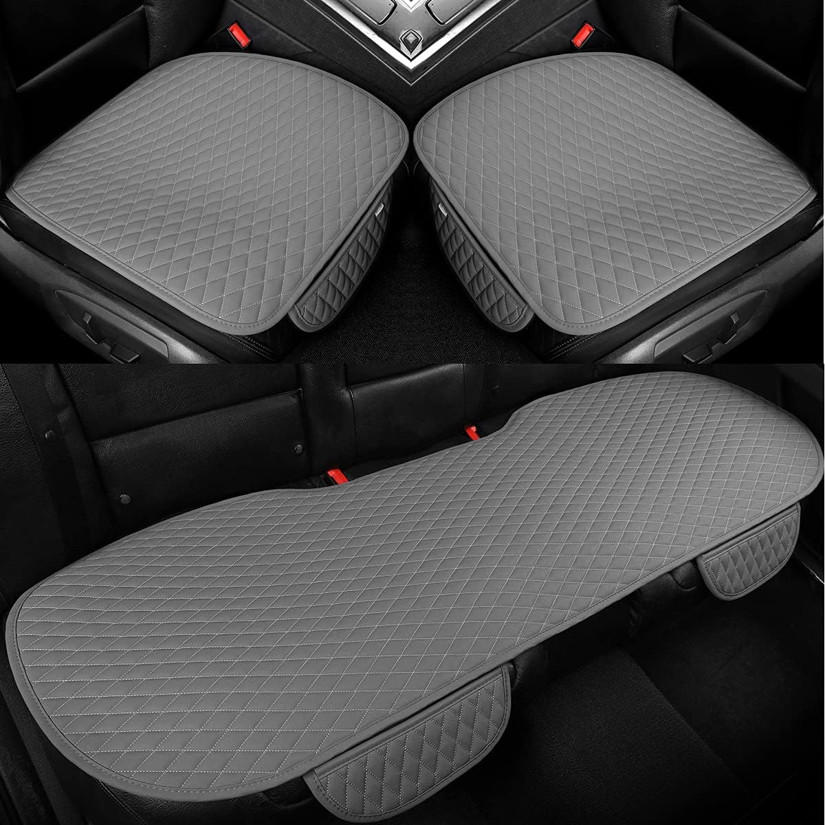 Beige Pu Leather Car Seat Bottom Covers, Pack of 2 C95239