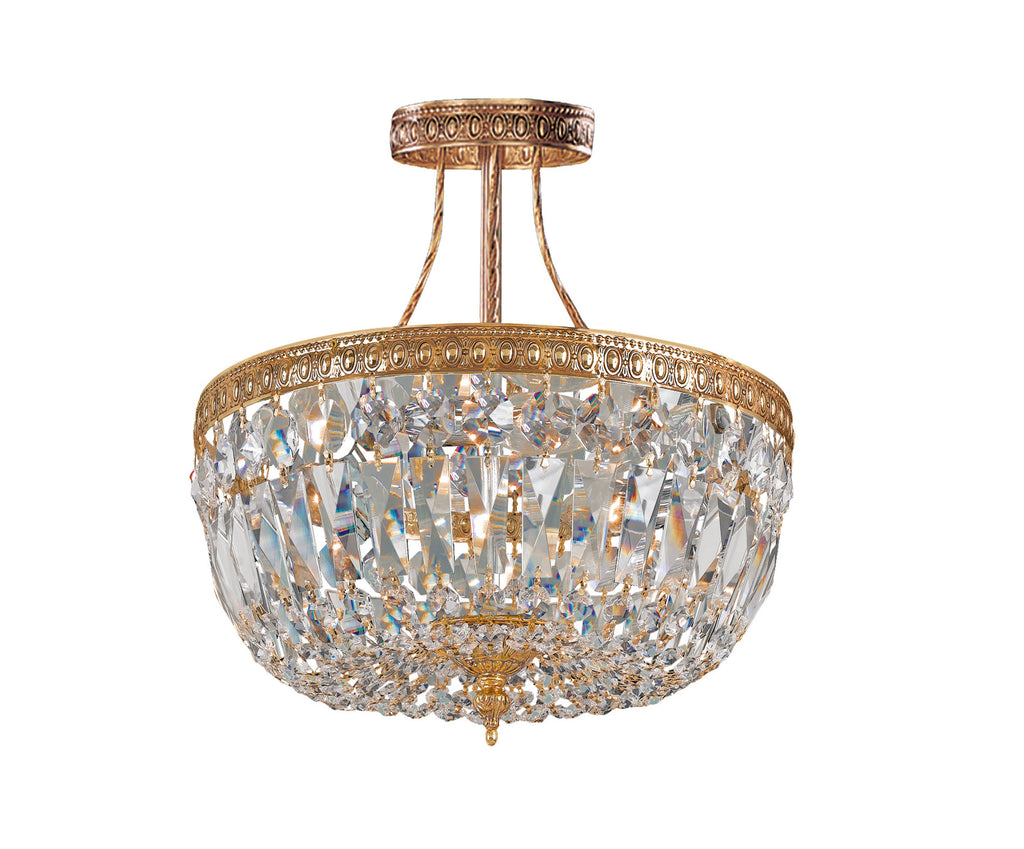 3 Light Clear Spectra Brass Ceiling Mount H211