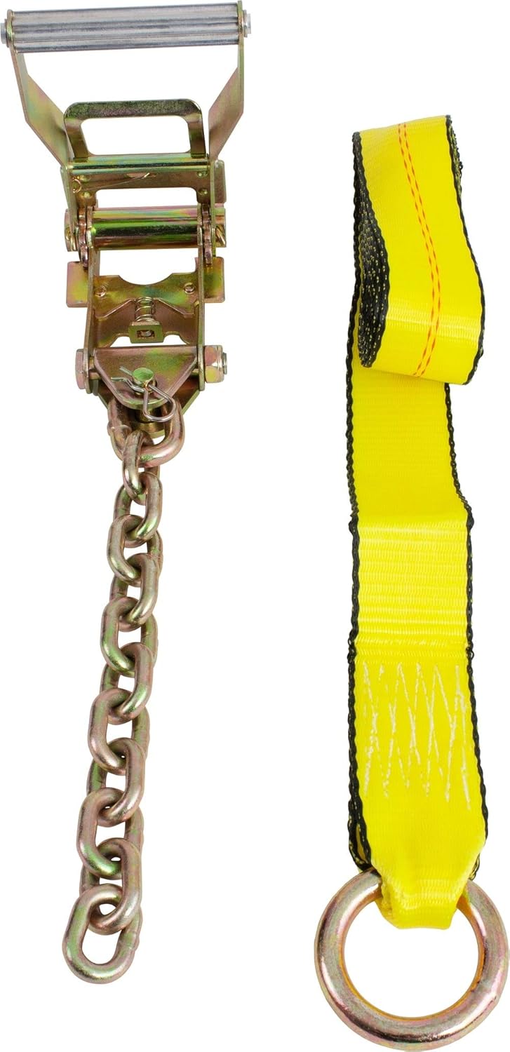 8 Pack Car Tie Down Ratchet Strap with Chain Anchor Wheel Straps E880071