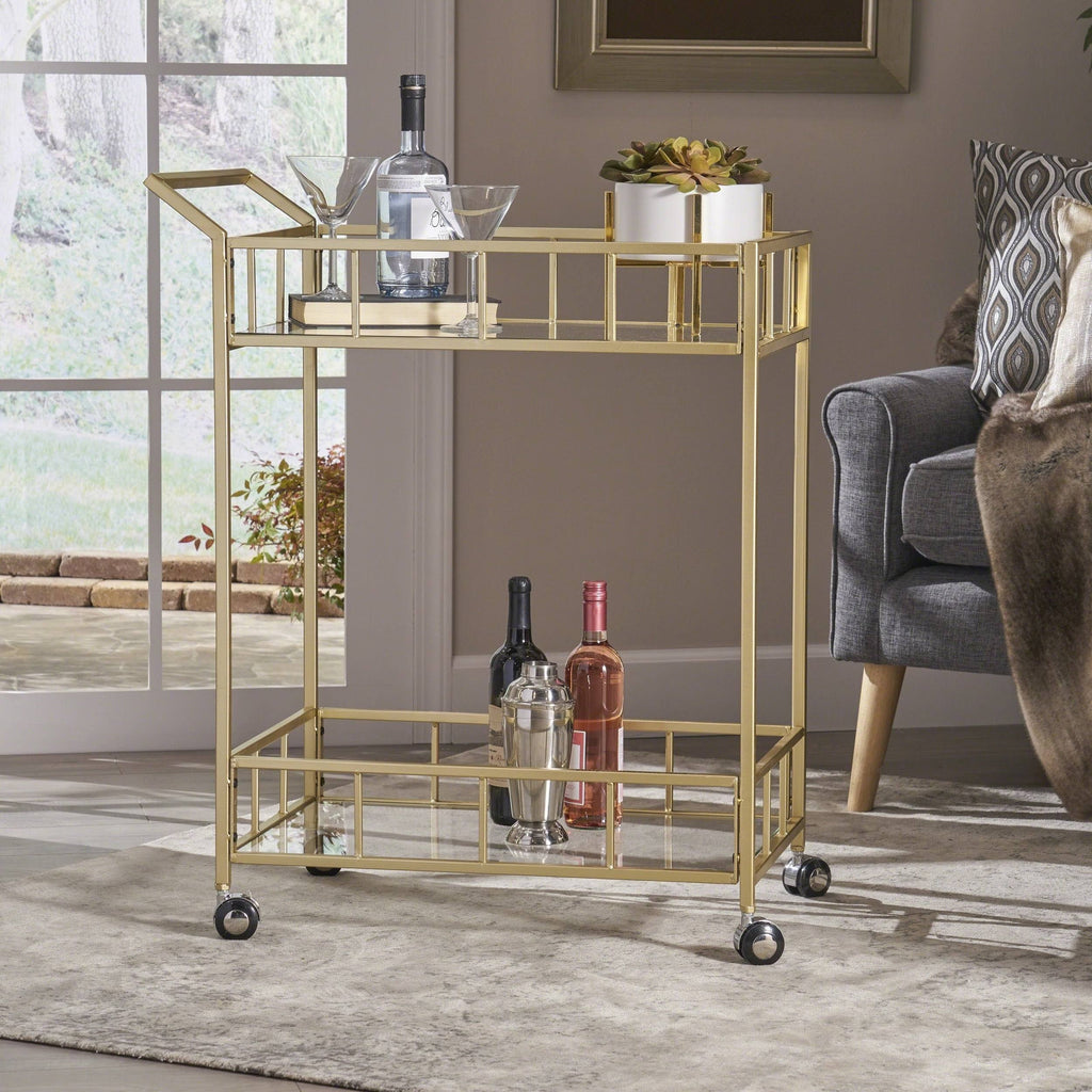 Black Glass Bar Cart T738