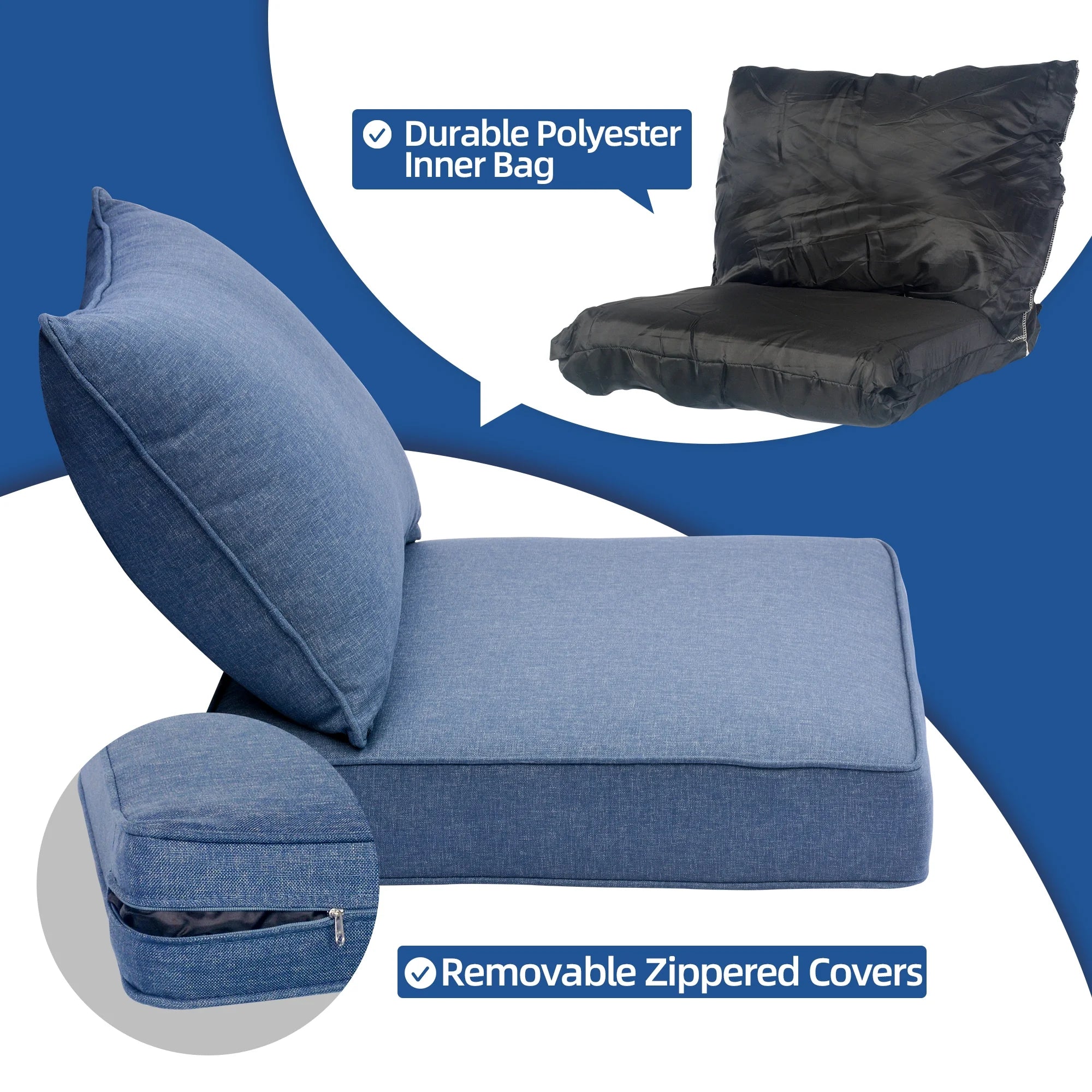 Blue 2-Piece Patio Sofa Seat and Back Cushion Set C746613