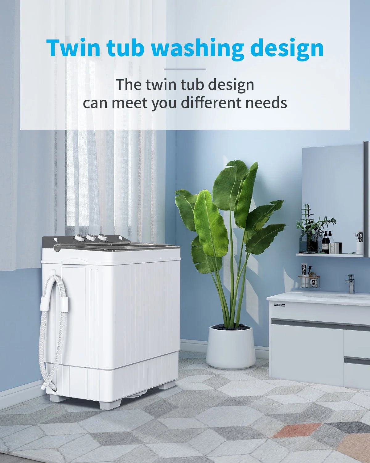 White & Grey Semi-automatic Twin Tub Washing Machine E2444