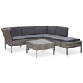 6 Piece Outdoor Conversation Set Gray Poly Rattan Patio Sectional Set T1746