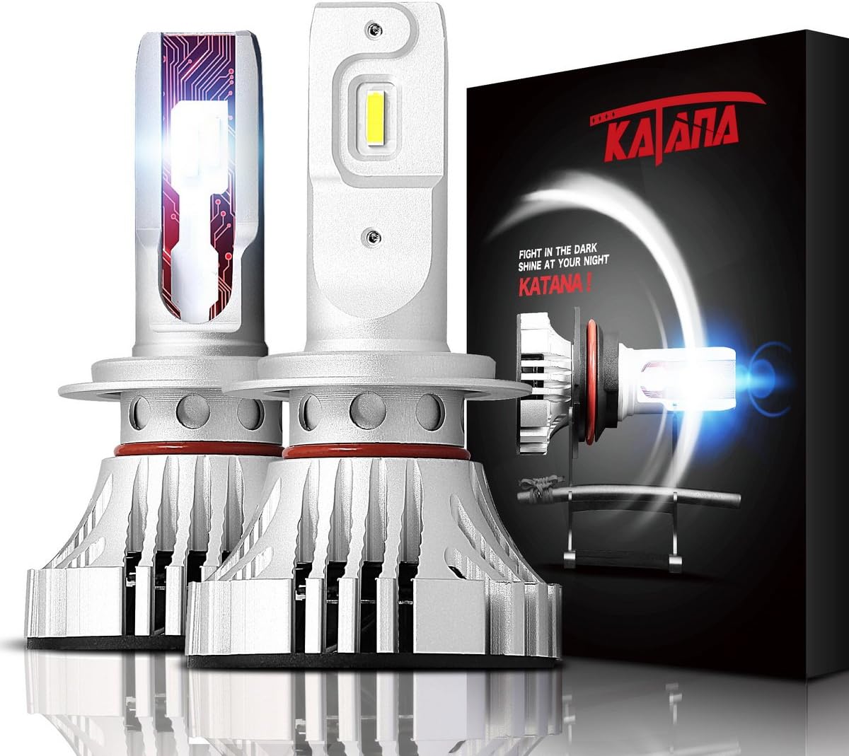 H7 LED Headlight Bulbs Conversion Kit of 2, 12000LM 72W 6500K S5431
