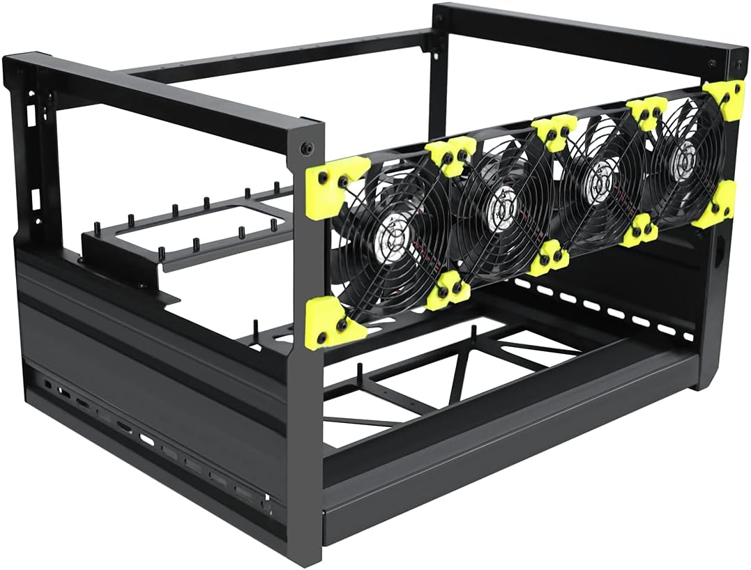 8 GPU Aluminum Open Air Mining Frame Case with Fans D349