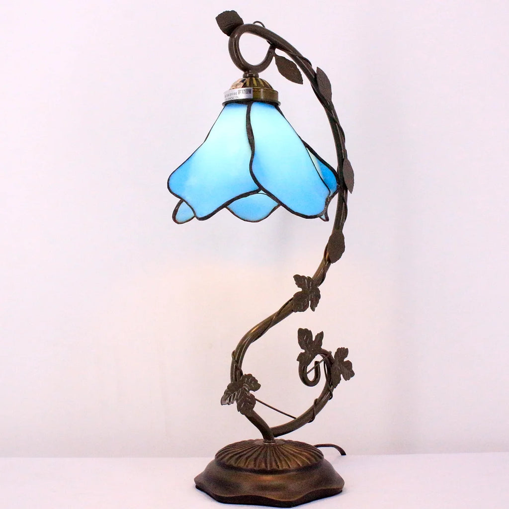 Stained Glass Table Desk Reading Lamp with Crystal Bead Shade M4771