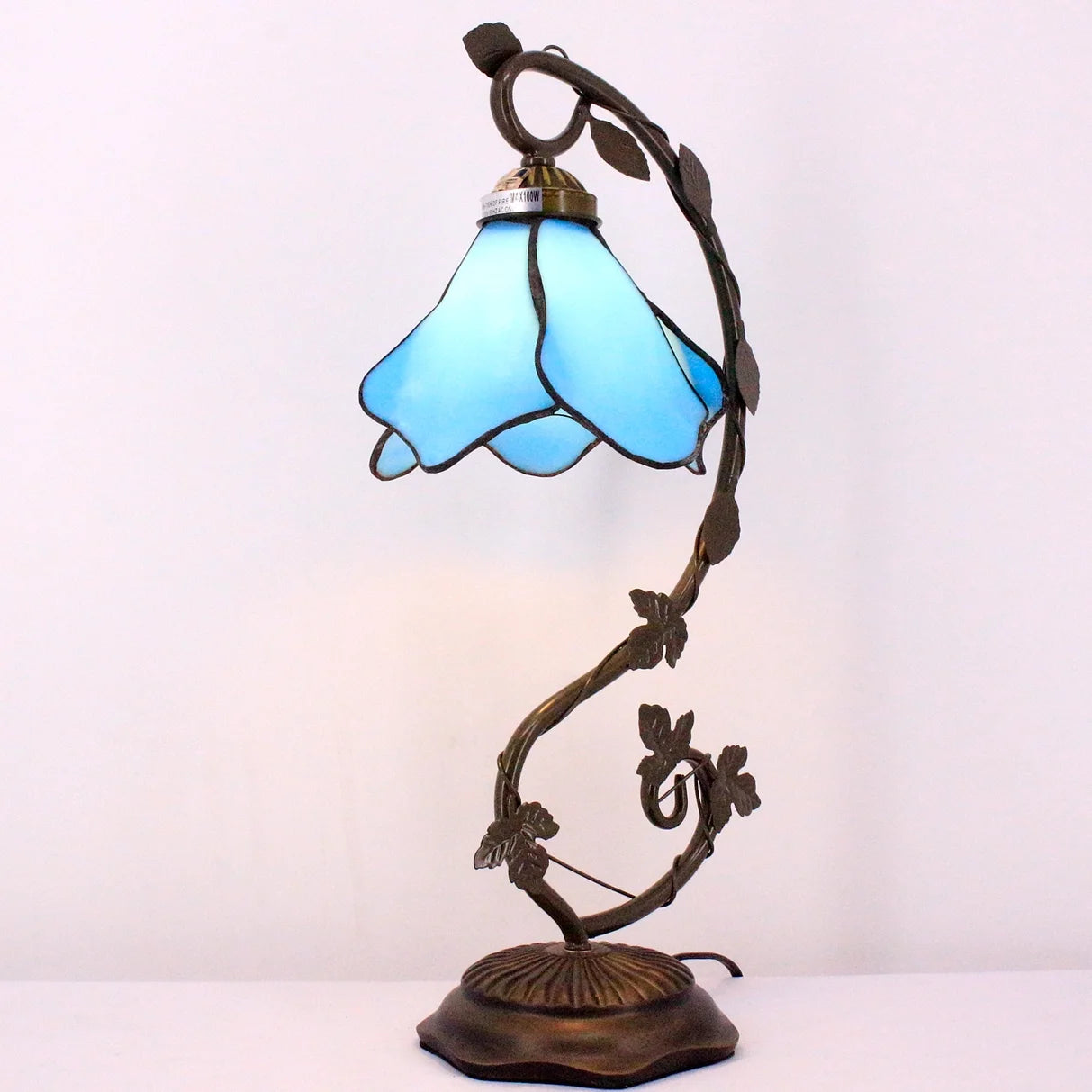 Stained Glass Table Desk Reading Lamp with Crystal Bead Shade M4771