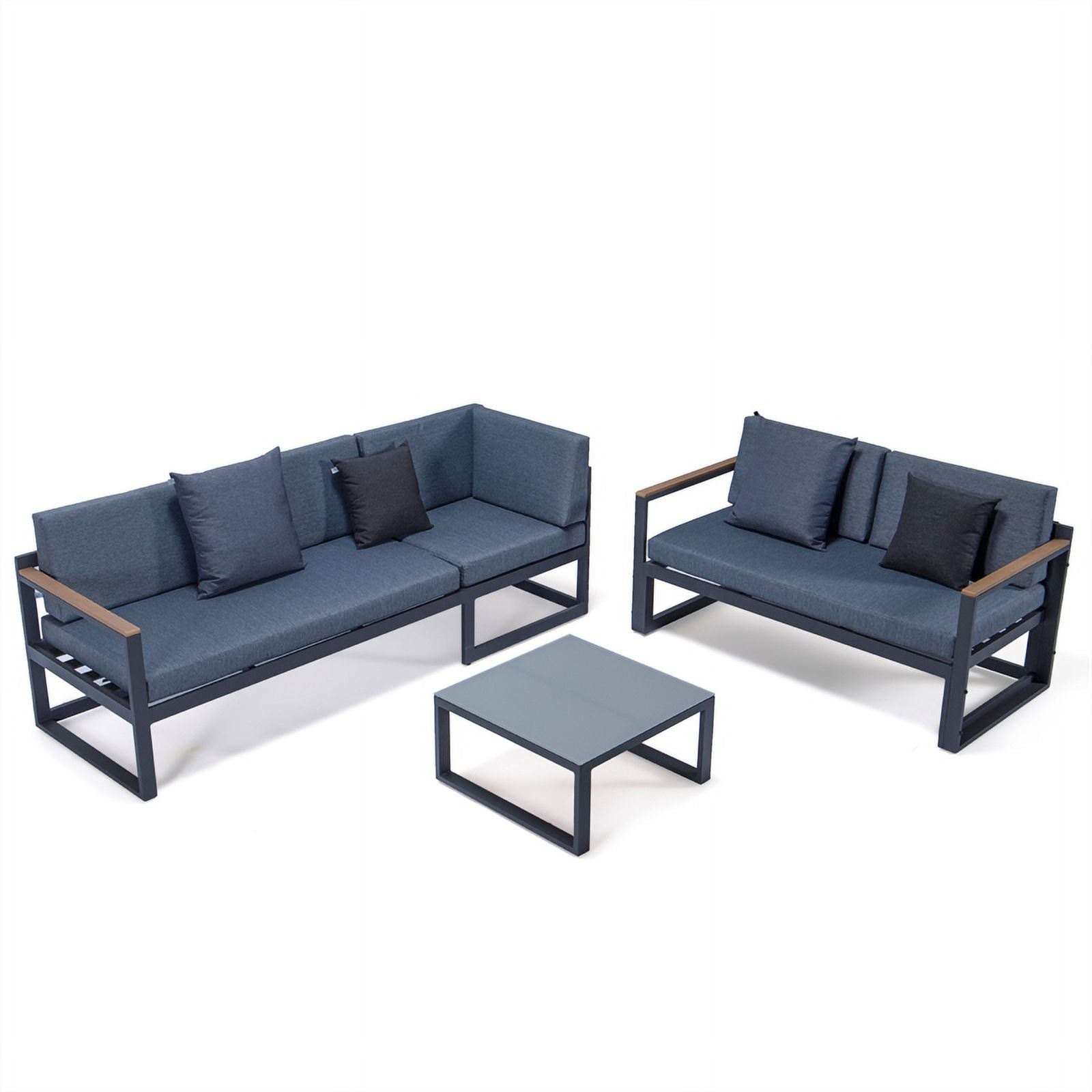 Black 3 Piece Outdoor Aluminum Sectional E392512