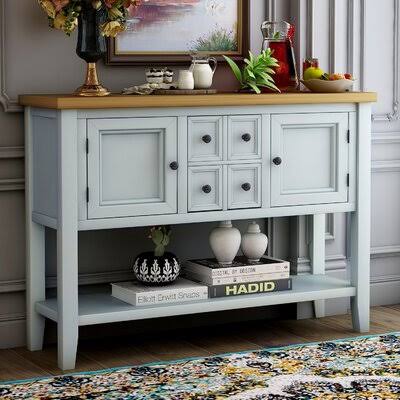 46x22 Wide 4 Drawer Acacia Wood Sideboard E134