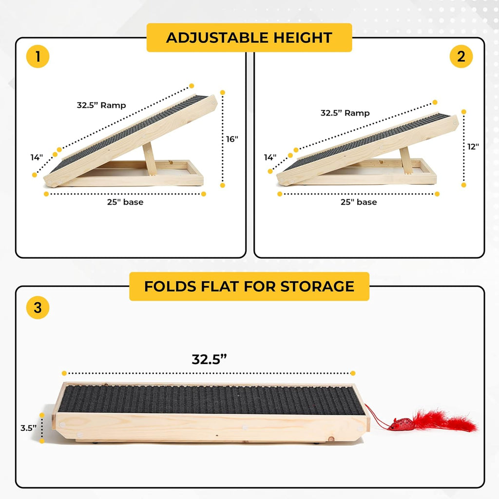2-in-1 Cat Ramp & Cat Scratcher with Replaceable Carpet & Adjustable Height W473465