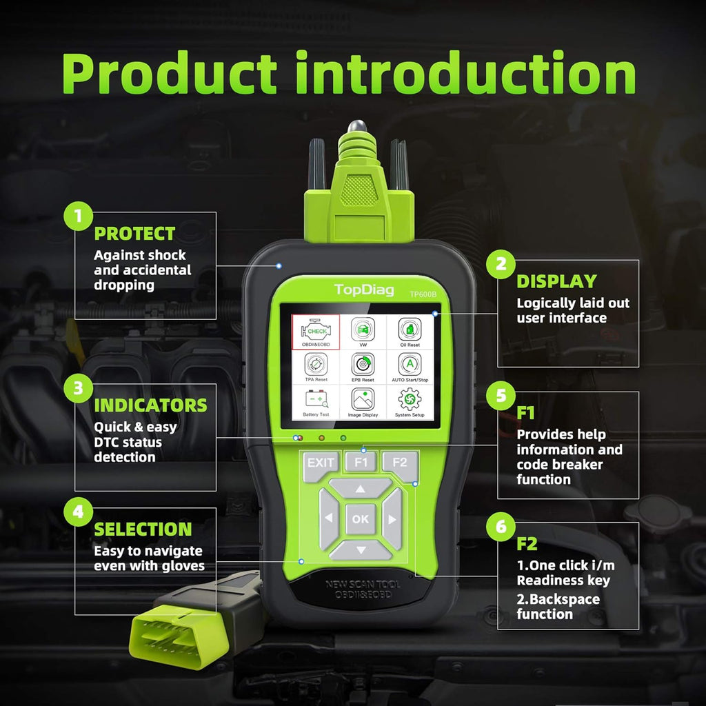 OBD2 Scanner Car Code Reader with Battery Tester 3 in 1 B496