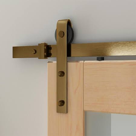 Soft-Close Satin Brass PVD Rolling Door Hardware Kit W287