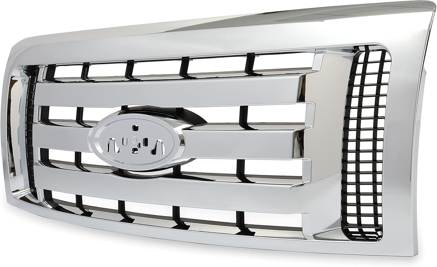 Chrome Silvery Shell and Black Front Bumper Grille Assembly Pack of 2 I528