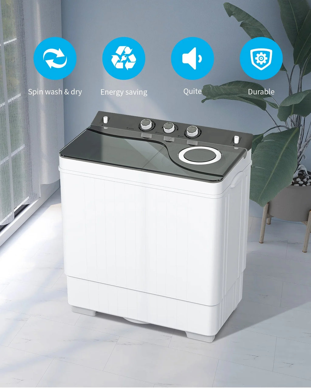 White & Grey Semi-automatic Twin Tub Washing Machine E2444