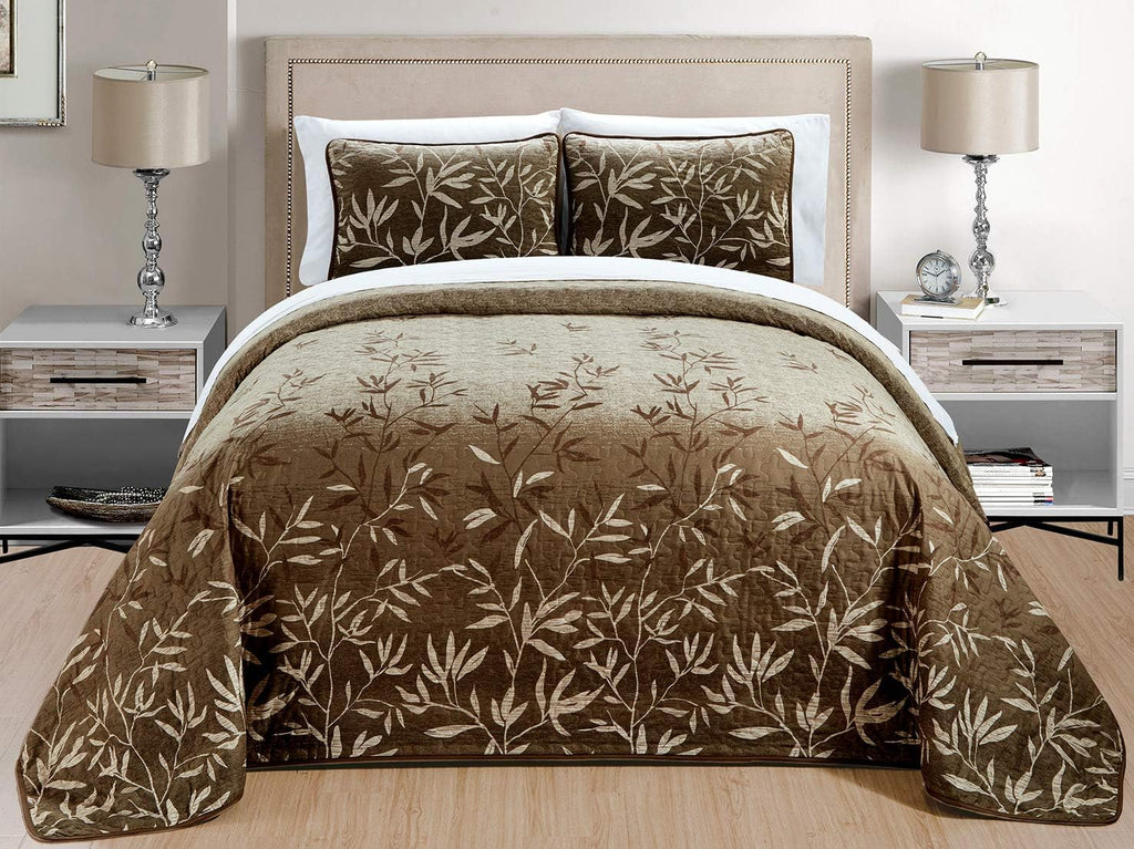 3-Piece Oversize Quilt Set Bright Reversible Bedspread Coverlet Cal King Size Bed Cover C758