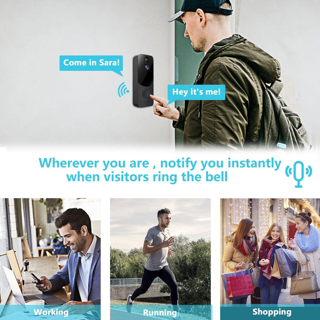 Wireless WiFi Video Doorbell Camera with 2-Way Audio, Night Vision, IP65 Waterproof L562
