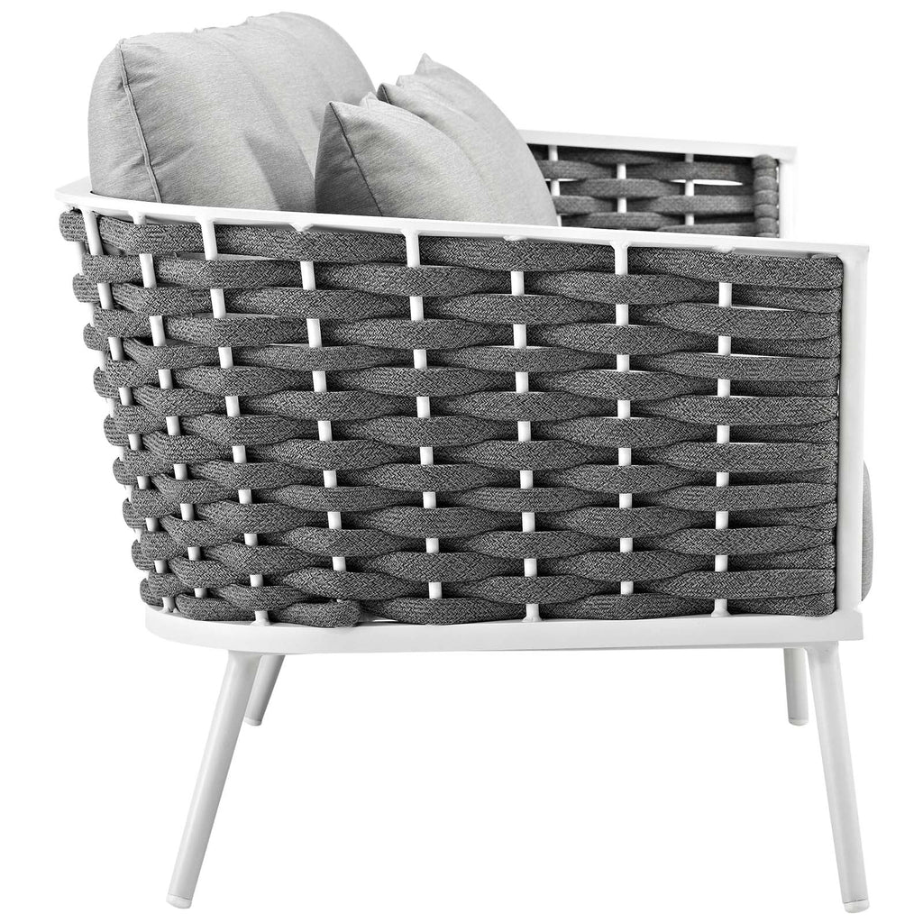 White Gray 4 Piece Outdoor Aluminum Sectional Sofa Set I90917