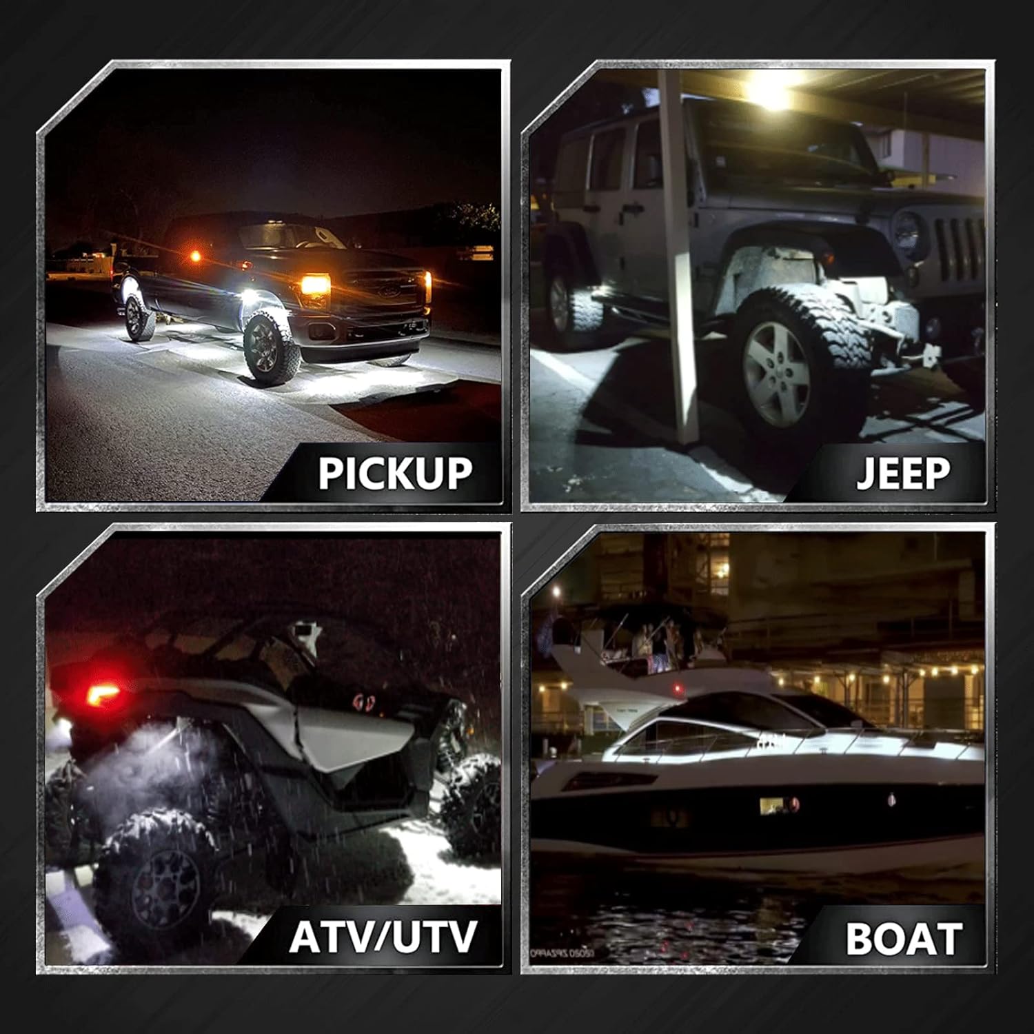 White 16Pods Waterproof LED Underglow Light for Truck Car ATV UTV SUV Off Road Boat E399