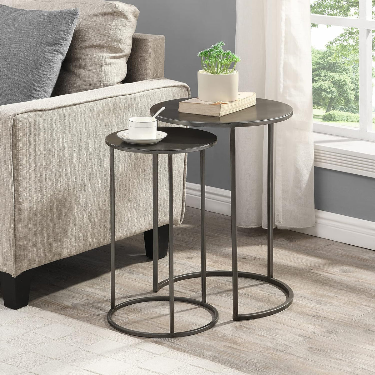 Silver Nesting Coffee Table 2-Piece Set V837