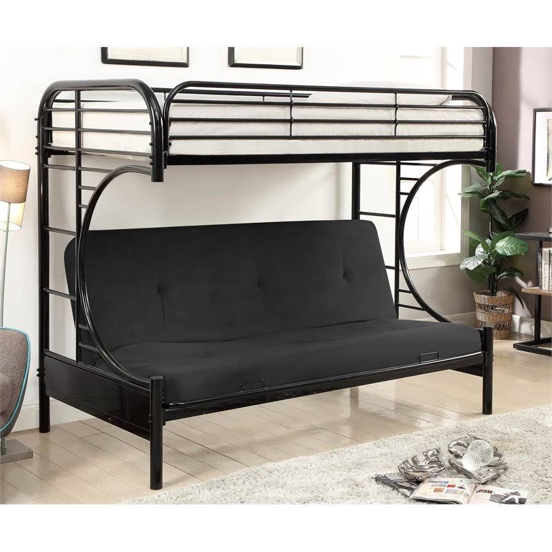 Black Metal Twin Over Futon Bunk Bed J551