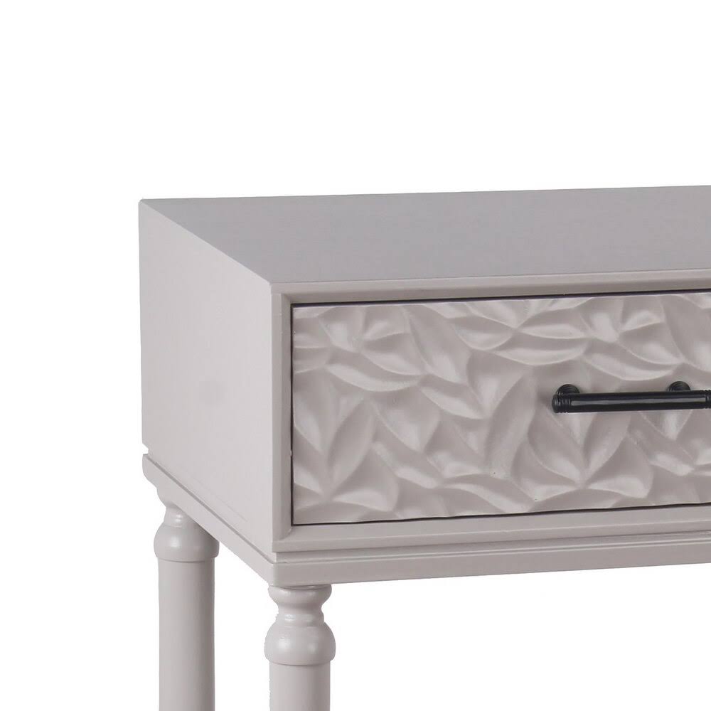 Antique White 1 Drawer Accent Stand with Bar Handle and Turned Legs P7370